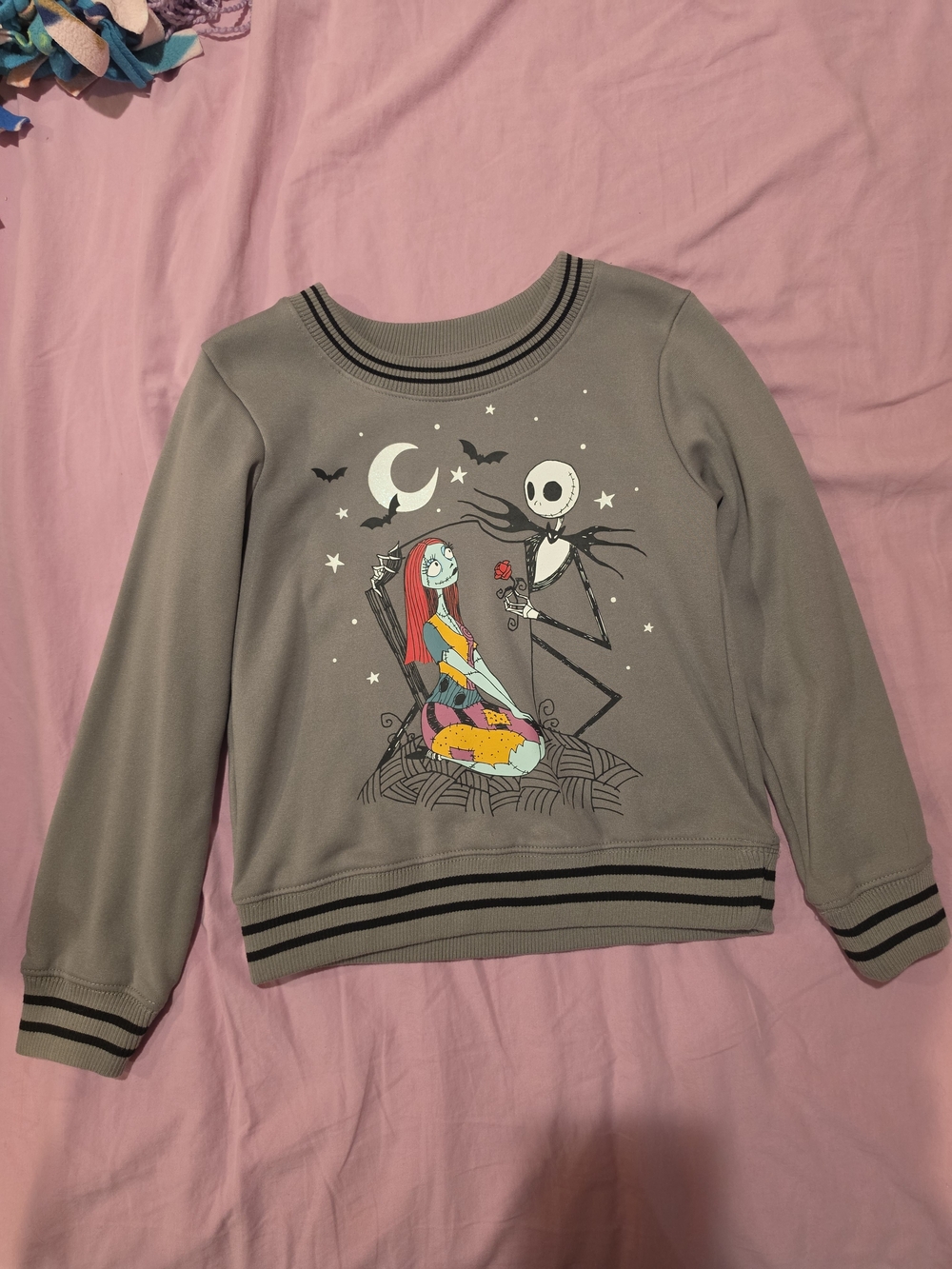 Disney The Nightmare Before Christmas Sally & Jack Gray Crewneck Sweatshirt